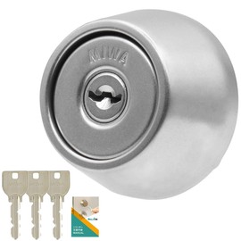 MIWA U9 Cylinder Lock LZ2 Entrance Door Key Replacement LZ LZSP MCY-122 with 3 Keys Silver (HG Color) Replacement Instructions Included
