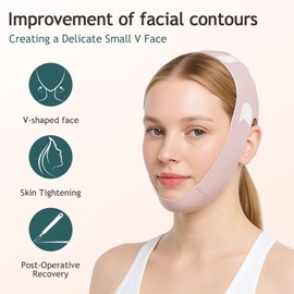 FUG V Line Face Lifting Chin Mask, Reusable Comfortable Adjustable Graphene Cooling Chin Strap for Women Men