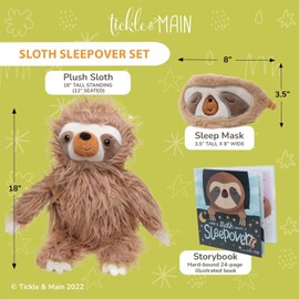 Tickle & Main Sloth Sleepover 3-Piece Set Includes Plush Sloth Stuffed Animal, Illustrated Storybook, and Child’s Sleep Mask, for Children Ages 3 and Up, Kids Mask, Book and Stuffed Animal Set