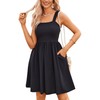HOTOUCH Women's Summer Strap Square Neck Sleeveless Dress with Pockets