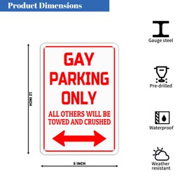 HBXNZ Gay Parking Only Sign Funny Gay Plaque Garage Bar Wall Decor Home Decor Art Tin Sign Indoor & Outdoor Use 8X12 Inches