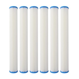 Tier1 20 Micron 20 Inch x 2.5 Inch | 6-Pack Pleated Polyester Whole House Sediment Water Filter Replacement Cartridge | Compatible with Pentek ECP20-20, Watts FM-20-20, SPF-25-2020, Home Water Filter