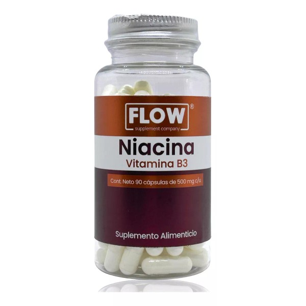 Flow Niacina Vitamina B3 90 Cápsulas De 500 Mg Flow Niacinamida