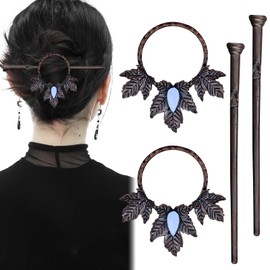 2pack Vintage Leaf Bronze Plated Alloy Hairpin, Gothic Hairpin Accessories for Women