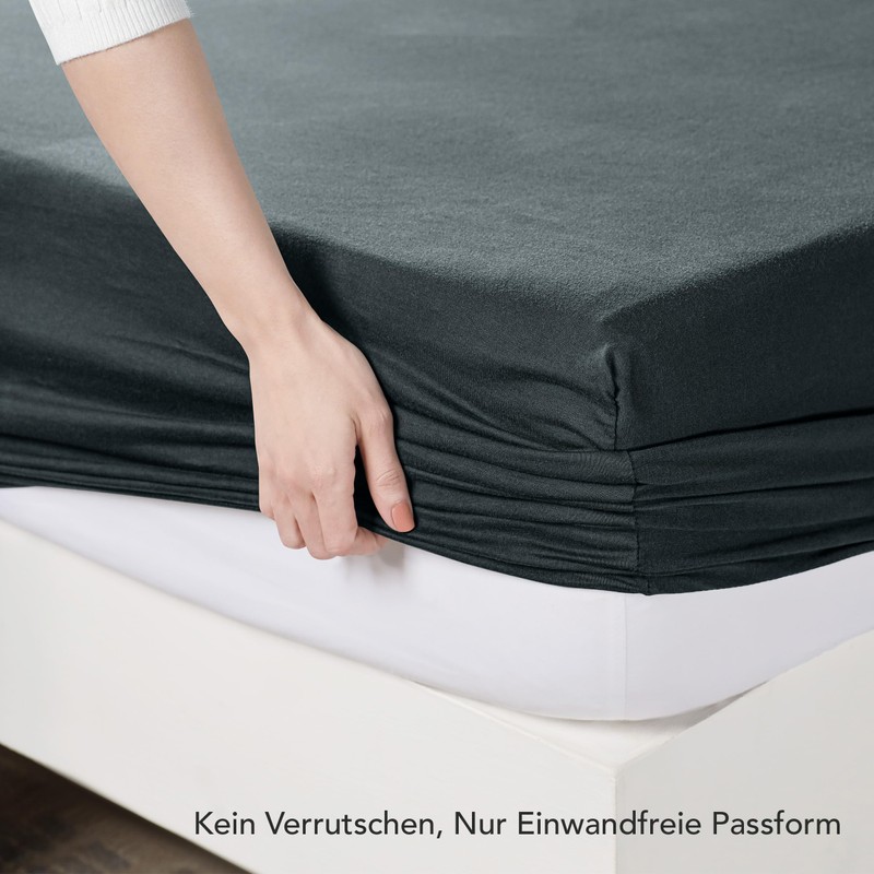 Utopia Bedding Jersey Fitted Sheet, Anthracite, 160 x 200 cm