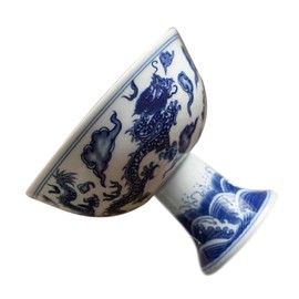 GRIRIW Ceramic Tea Cup with High Foot Design Elegant Chinese Style Teacup for Kung Fu Tea for Office Use Gifting Adorable Rabbit Decoration Ceramic Material Convenient