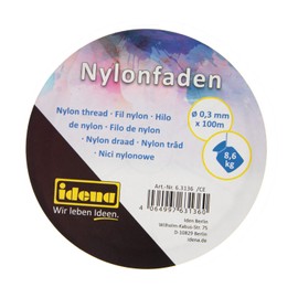Idena 63136 - Transparent Nylon Thread on Spool, Invisible Nylon Cord Approx. 0.3 mm x 100 m, Load Capacity Approx. 8.6 kg, for Jewellery Making, Crafts and Hanging of Mobiles, Window Pictures and