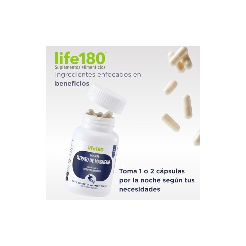 Life180 Citrato de Magnesio con 60 Cápsulas