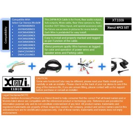 Xtenzi Car Audio 4 Pcs Cable Set XT3309 GPS MIC RCA and Wire Harness Compatible with Pioneer AVH-W4400NEX W4500NWX, AVIC-W6400NEX W6500NEX 6600NEX