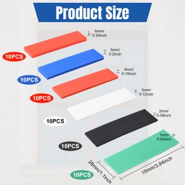 Pack of 60 Window Glazing Blocks, 28 x 100 mm Underlay Plates Spacers, Mixed 1-6 mm Glazing Blocks, Flat Plastic Spacer Blocks, Window Frame Wedges for Frame Installations Flooring