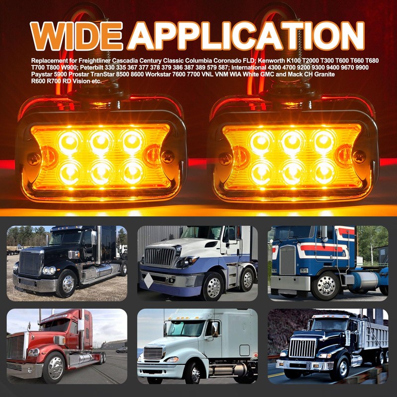 Wodvyss 2Pcs Double Face Amber/Red Lens 12 LED Marker Lights
