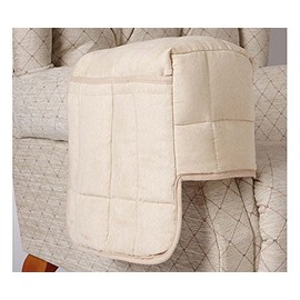 Diana Cowpe Sand Quilted Faux Suede Arm Caps - Remote Control Holder
