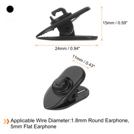 HARFINGTON 4pcs Headphone Wire Clips 0.94" Small Headset Cable Clamp 360 Degree Rotate Earphone Cable Clothing Clip Earpiece Clamp Microphone Cord Hooks for Round and Flat Wire, Black White