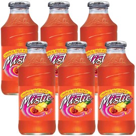 Mistic Tropical Fruit Punch Drink, 16oz Glass Bottle (Pack of 6, Total of 96 Fl Oz)