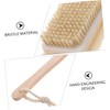 PACKOVE Wooden Long Handle Bath Brush Double Sided Natural Bristles