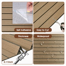 LOVADA 3D Peel and Stick Wall Panels PVC Grille Slat 118"x15.8" Self-Adhesive Wall Sticker Soundproof Paneling for Walls and Ceiling in Faux White Wood Grain Texture