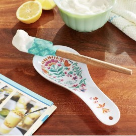 Pioneer Woman Folk Geo Melamine Spoon Rest & Spatula Set NWT