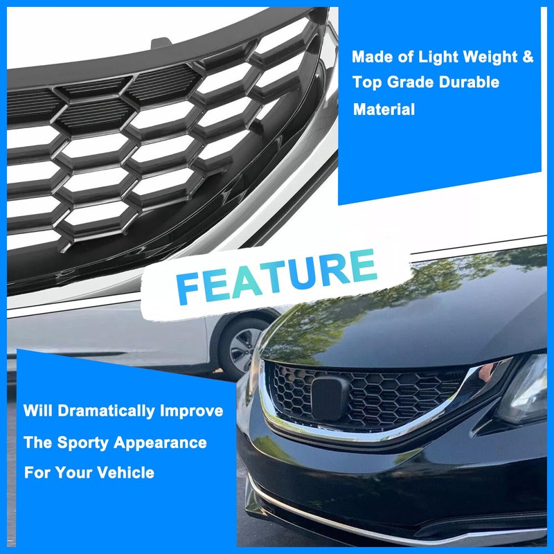 Collect Light Front Bumper Honeycomb Grille for Honda Civic HO1200216