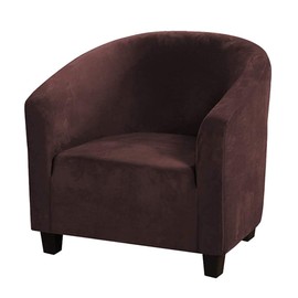Mingfuxin Velvet Tub Chair Slipcover, High Stretch Club Chair Covers Washable Armchair Sofa Couch Covers Slipcovers Furniture Protectors for Dining Living Room Office(Coffee, Velvet)