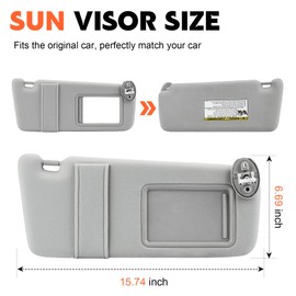 Gray Driver Left + Passenger Right Side Sun Visor Replacement Compatible with Toyota Venza 2009 2010 2012 2013 2014 2015 2016 with Sunroof Replace 74320-0T021-A1 74320-0T021-A1