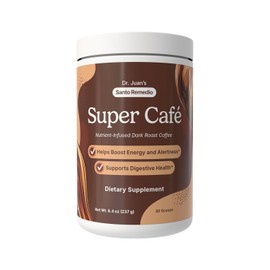 Santo Remedio Super Café, Coffee Powder with Prebiotic Fiber & Mushrooms, Dark Roast, 100 mg Caffeine, Green Tea & Green Coffee, Lion’s Mane & Ashwagandha, 30 Servings