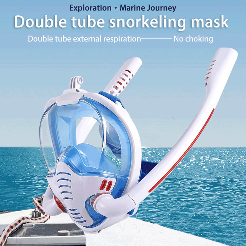Snorkeling Mask Double Tube Silicone Full Drying Diving Mask Adults