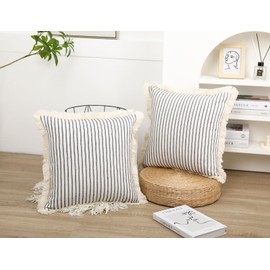 NUYECY Set of 2 Black Boho Throw Pillow Covers 26 x 26,Euro Sham Pillow Covers,Decorative Large Pillow Cover Pillow Case Cushion Cover for Bed Sofa Couch Farmhouse Living Room