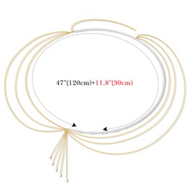 Plus Size Chain Belt for Women, Gold Color and White Faux Pearl Waist Chains, Extra Long Body Chain, 47-59 Inch Adjustable Chunky Belt Chain