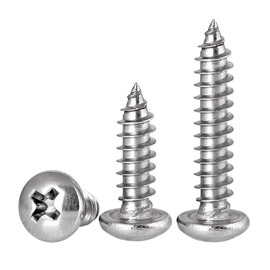 FandWay Phillips Pan Head Self-Tapping Screws, 304 Stainless Steel Round Head Tapper Screws, M4 x 8/12/16/20/30mm Sheet Metal Screws, Wood Screws Assortment Set (25-Pieces/each)