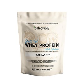 Paleovalley 100% Grassfed Whey Protein Powder with Colostrum, 13g Protein, Vanilla, Muscle Building, Immune Support, Gut Health