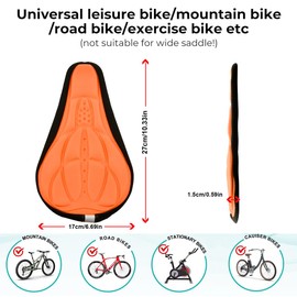 Ruayia Bicycle Saddle Cover, Comfortable Padded Saddle Protector, Bicycle Saddle Cover, Thin, Dustproof, Suitable for Most Bicycles such as Road Bike, Mountain Bike and Trekking Bike, Orange