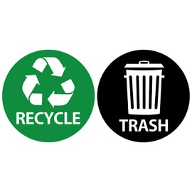 Bueake Pack of 16 Recycle Sticker for Trash Bins self Adhesive Vinyl for Kitchen, Home or Office Refuse Bin, Indoor/Outdoor use (Fluorescent Green+Black)