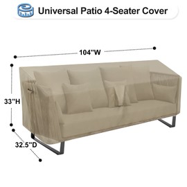 OutdoorLines Outdoor Waterproof Patio 4-Seater Couch Cover - UV Resistant Patio Sofa Furniture Covers Weatherproof Heavy Duty Glider Covers for Outdoor Furniture, 104Wx32.5Dx33H Inches, Camel