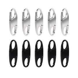 10 Pcs Zipper Locks Anti Theft Zipper Clips Anti Theft Dual Opening Design S Type Suitable for Backpacking, Camping and Outdoor Sports (5 Pcs Black+5 Pcs Silver)