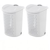 Wheeled Laundry Hamper with Handle, 2 Bushel Plastic Rolling Clothes