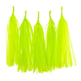 Tassel Decorations, Lime Green Party Streamer Tissue Paper Tassels (Set of 5) - Decorative Garland, Photography Backdrops, Kids Party Supplies, Wedding Banner