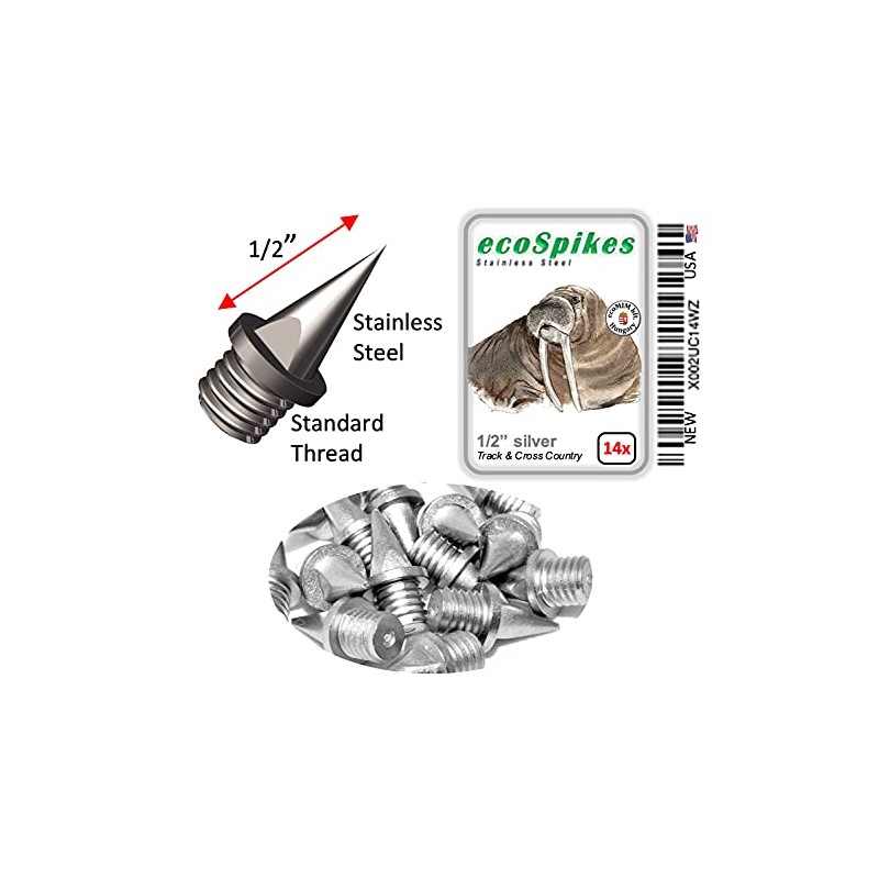 ecoSpikes Stainless Steel Track and Cross Country Spikes (1/2" Silver,