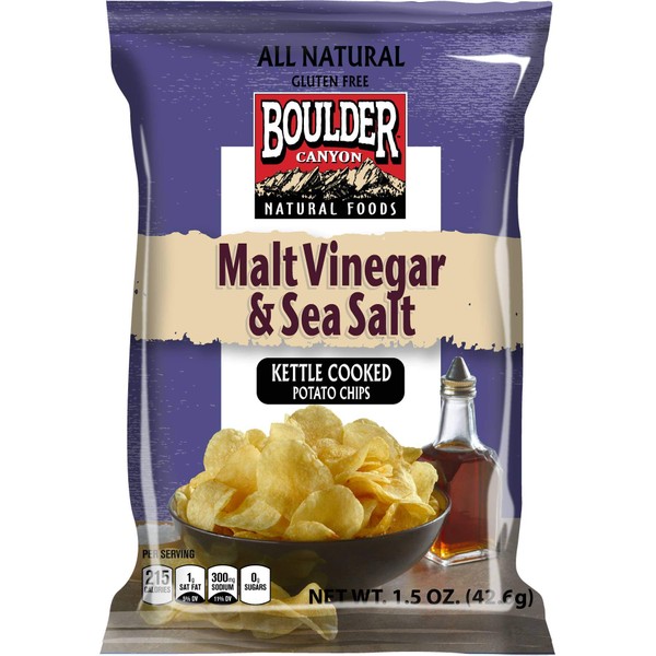 Boulder Canyon, Malt & Vinegar Kettle Cooked Potato Chips, 1.5 oz. (55 Count)
