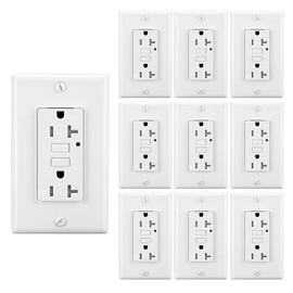 LEOD 20Amp TR&WR GFCI Outlet,125 Volt Tamper-Resistant and Weather-Resistant Receptacle with LED Indicator, 2 Wall Plates and Screws Included, White, ETL Listed (10 Pack)
