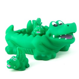 Srenta 4pc Alligator Bath Play Set, One Large with 3 Baby Alligators Bathtime Toys