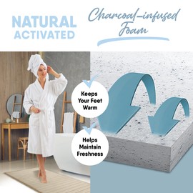 MICRODRY Extra Thick Modern Luxury Charcoal Infused Memory Foam Bath Mat Rug with, GripTex Skid Resistant Base, Absorbent, Easy Care, Fade & Pilling Resistant, SoftLux (Linen, 24x58)