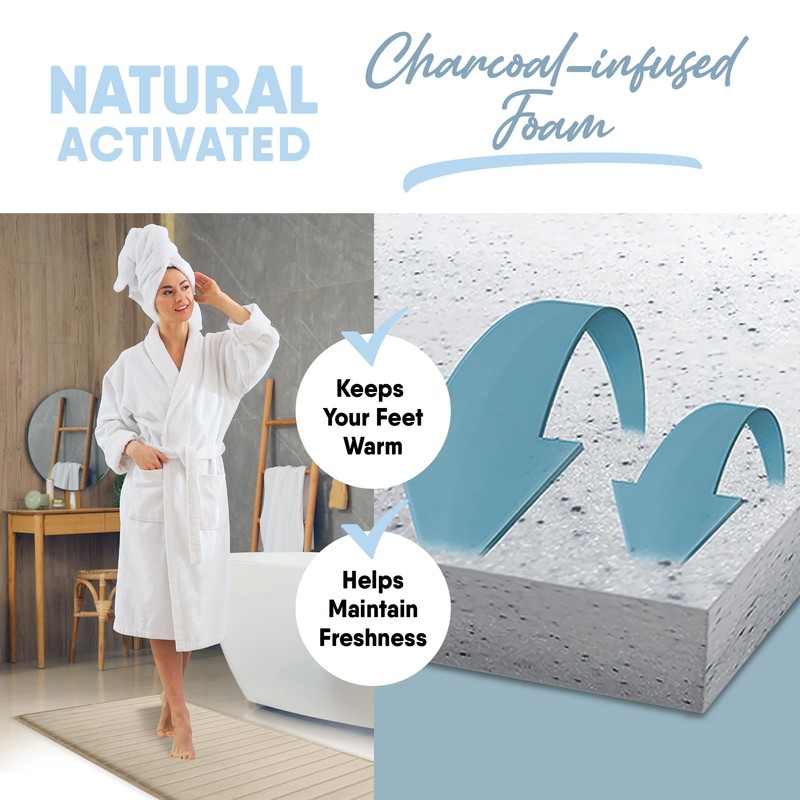 MICRODRY Extra Thick Modern Luxury Charcoal Infused Memory Foam Bath