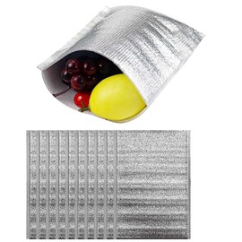 UOPR Insulated Bag, Set of 10, Aluminum, Lunch Cloths, Lunch Bag, Disposable Aluminum Bag, 7.9 x 11.8 inches (20 x 30 cm), Large Capacity, Cooler Bag, For Fishing, Leak Proof, Commercial Use, Simple,