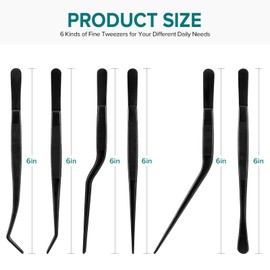 Kitchen Tweezer Tongs Set,6 Pcs Kitchen Tweezers,6.3" Cooking Tweezers Set,Stainless-Steel Food Chef Culinary Tweezers Tongs for Baking Decorating Feeding Plating,Black