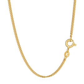 NKlaus Diamond-cut elegance: 925 silver yellow gold plated diamond-coated curb chains, 42 cm, 45 cm, 50 cm, 1.3 mm width - necklace for special moments, Gold