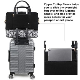 CAMTOP Women Ladies Weekender Travel Bag Canvas Overnight Carry-on Duffel Tote Luggage (289 Snake Skin with Shoe Compartment)