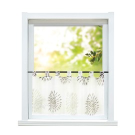 ESLIR Window Curtain Modern Bistro Curtain Kitchen Curtains Transparent Curtains with Loops Short Curtain Voile Circle Pattern Pack of 1, 100 % polyester, brown, HxB 60x140cm