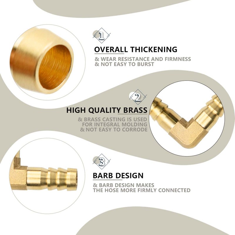 Bwintech 6 Pcs 14mm Brass 2 Way L Shape Elbow
