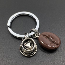 Toddmomy 2pc Heart Shape Coffee Bean Keychains Assorted Color Key Rings Creative Key Holder Pendant for Backpacks Stylish Keychain Ornaments Unique Bag Charms