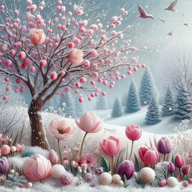 Huacan Cross Stitch Set Pre-Printed Flower Pattern Embroidery 11 Thread Embossed Embroidery Kit for Adults Beginners Older 40 x 40 cm